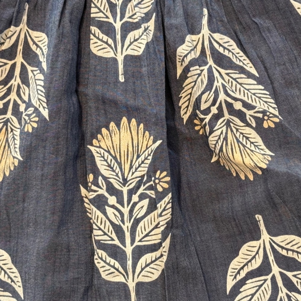 Old Navy Womens 4X Blue White Botanical Leaf Tie Back Flutter Sleeve Top NEW - Picture 4 of 8